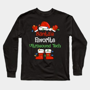 Santa's Favorite Ultrasound Tech Funny Christmas Pajamas Long Sleeve T-Shirt